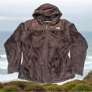 The North Face Oso Fleece Hoodie Full Zip Jacket Womens Sz Large Cozy Warm Brown